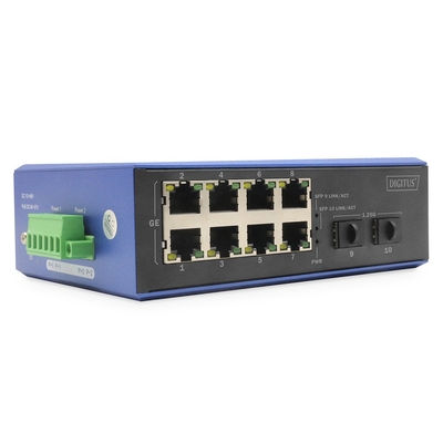 Product Network Switch Digitus 8 + 2 -Port Gigabit Ethernet PoE 20 km base image