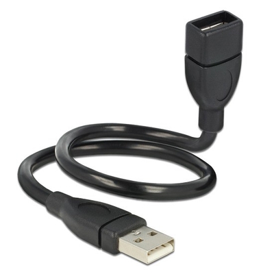 Product Καλώδιο USB Delock USB Verl.A -> A M/F 0.35m ShapeCable sw base image