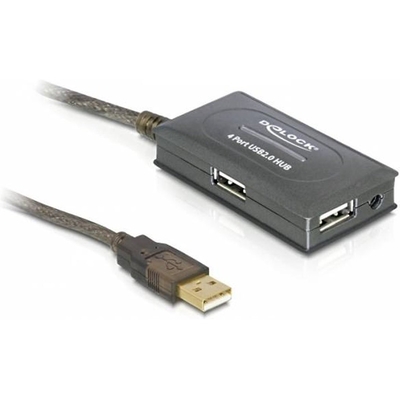 Product USB Hub Delock USB Verl. A -> 4x A M/F 10.00m active Gray base image