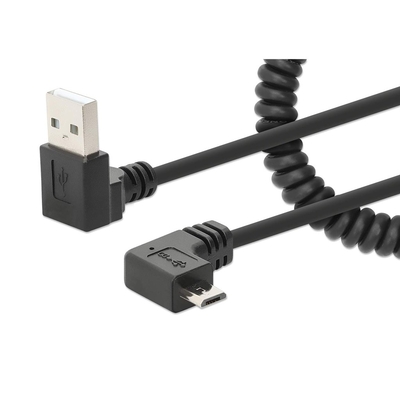 Product Καλώδιο USB Manhattan Spiralkabel USB-A to Micro-USB charging 1m schwa base image