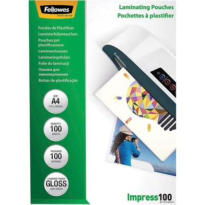 Product Ζελατίνες Πλαστικοποίησης Fellowes A4 Glossy 100 Micron Pouch 100-pack base image