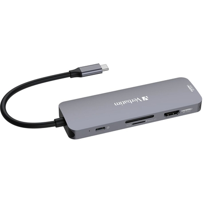 Product Docking Station Verbatim USB-C Pro Multiport 8 Port CMH-08 32151 base image