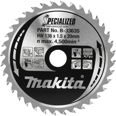 Product Δίσκος Κοπής Makita B-33635 SPECIALIZED Saw Blade 136x20x36Z base image