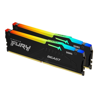 Product Μνήμη RAM Σταθερού DDR5 32GB Kingston FURY Beast RGB: 2 x 16GB - DIMM 288-pin - 6000 MHz / PC5-48000 - unbuffered base image