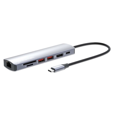 Product Docking Station Manhattan 7-in-1 4K USB-C 1xHDMI 2xUSB 10Gb/s base image