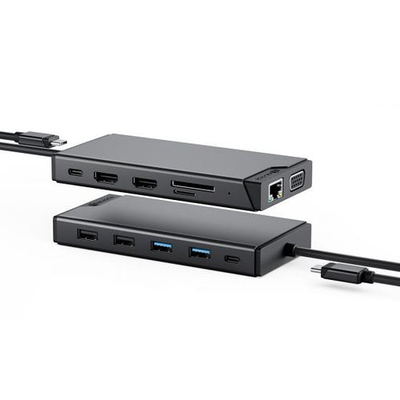 Product Docking Station Alogic USB-C 12 in 1 Dual Display Mini MV2 base image