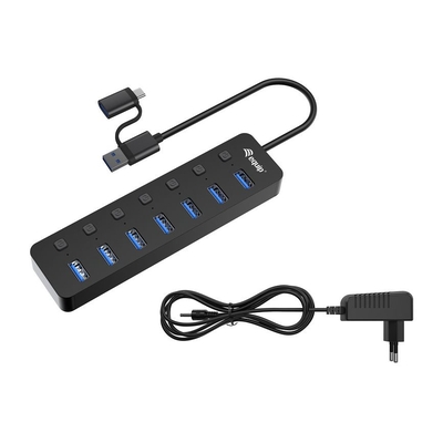 Product USB Hub Equip USB-Hub 7-Port 3.2 ->7x3.2 inkl USB-C Black base image