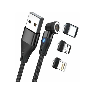 Product Καλώδιο USB Realpower Magnetic 3 Amp,1m,Black with Adaptern base image
