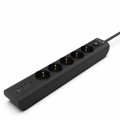 Product Πολύπριζο USB Inca IPW-44TU 5way, 3xUSB-A+1xUSB-C, 1,5m base image