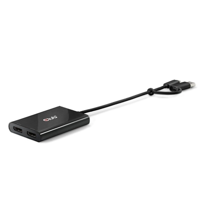 Product Αντάπτορας Club 3D USB-C > 2x DP 4K@60Hz with USB-A St/Bu retail base image