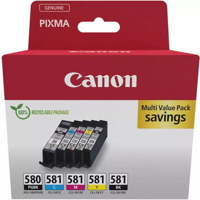 Product Μελάνι Canon PGI-580BK/CLI-581 BK/C/M/Y Multipack - 5-pack - black, yellow, cyan, magenta, pigmented black base image