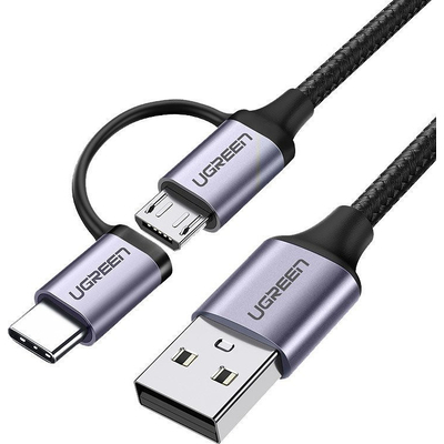 Product Καλώδιο USB Ugreen USB-A to Micro USB + USB Type-C 1m Black base image