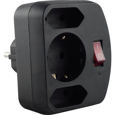 Product Ταφ REV 3-fold Adapter w. switch black base image