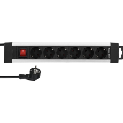 Product Πολύπριζο REV 6-fold 2,4m Supraline w. switch silver base image