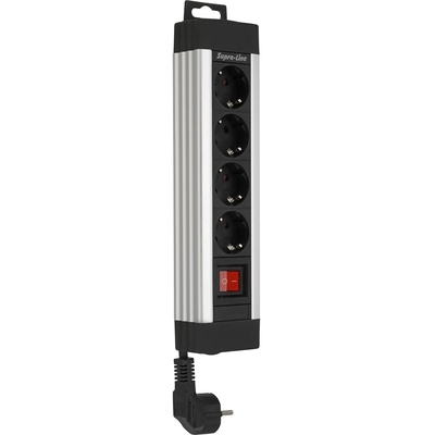 Product Πολύπριζο REV 4-fold 1,9m Supraline w. switch silver base image