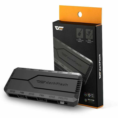 Product Fan control box for computer Darkflash RC2 RGB PWM + remote controller (black) base image