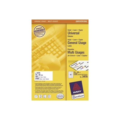Product Αυτοκόλλητες Ετικέτες Avery 70 x 36mm, A4 (3475) base image
