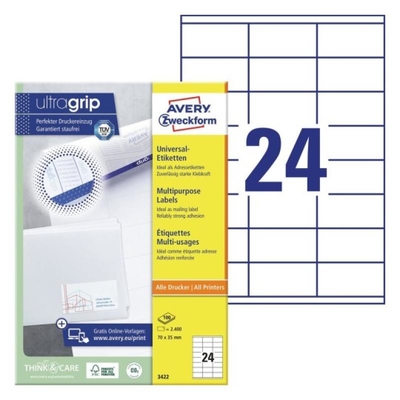 Product Αυτοκόλλητες Ετικέτες Avery 70 x 35mm A4 (3422) base image