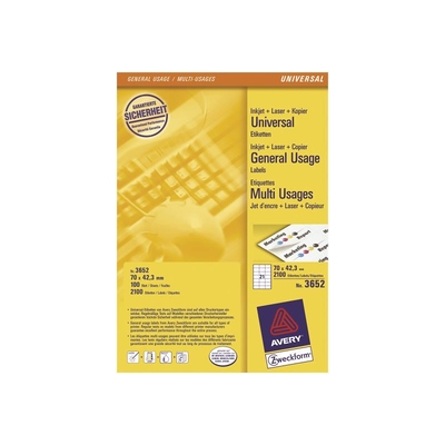 Product Αυτοκόλλητες Ετικέτες Avery 70 x 42,3mm, A4 (3652) base image