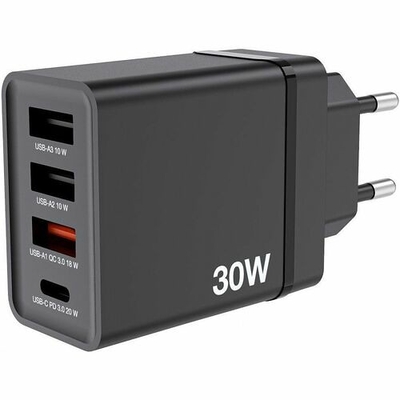 Product Φορτιστής Πρίζας Verbatim Chr-30Eu1 Wall 30W Blk 1XUSB-C 3XUSB-A Black base image