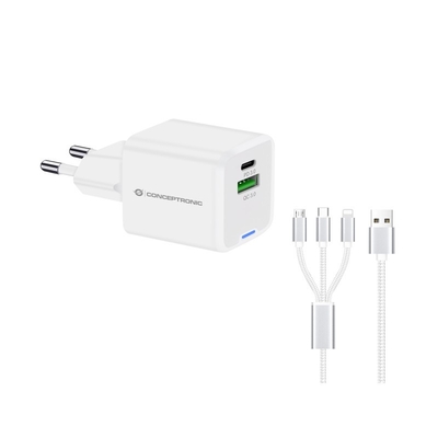 Product Φορτιστής Πρίζας Conceptronic 2Port 33W,1xUSB-C,1xUSB-A +3-in-1 sw base image