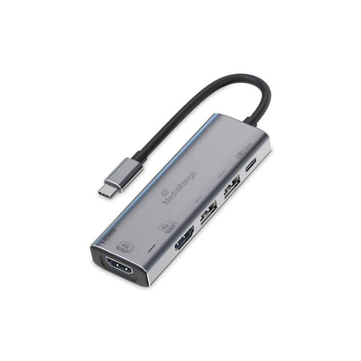 Product Docking Station MediaRange USB-C 5 in 1 Multiport Adapter, silver base image