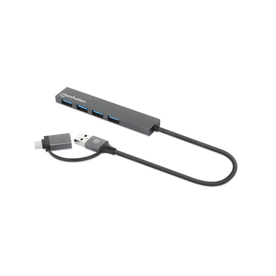 Product USB Hub Manhattan Kombo-4Port USB 3.0 Typ-C/Typ-A 4xUSB-A Buchse base image