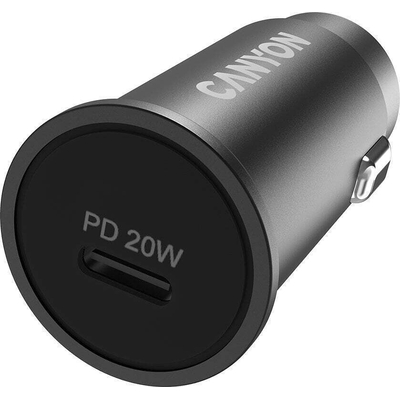 Product Φορτιστής Αυτοκινήτου Canyon 1Port 1xUSB-C 20W PD black base image