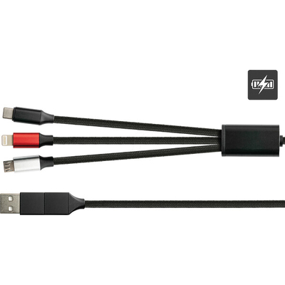 Product Καλώδιο USB Python USB 6-in-1 3A Textilmantel Black 1,2m base image