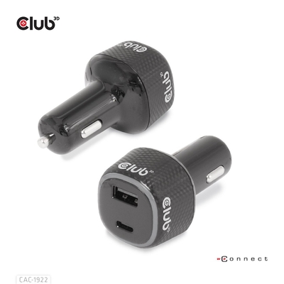 Product Φορτιστής Αυτοκινήτου Club 3D USB 1xUSB C, 2xUSB A, 36W, 12/24V base image