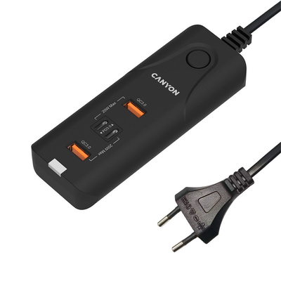 Product Φορτιστής Πρίζας Canyon 2xUSB-C + 2xUSB-A 40W PD/QC3.0 black base image