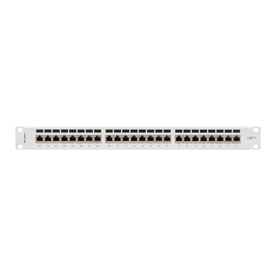 Product Patchpanel Lanberg 24-Port 1U 19" Cat. 7 FTP shielded gray base image