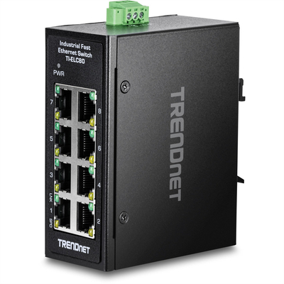 Product Network Switch Trendnet 8-Port Industrial Fast Ethernet DIN-Rail MiniSwitch base image