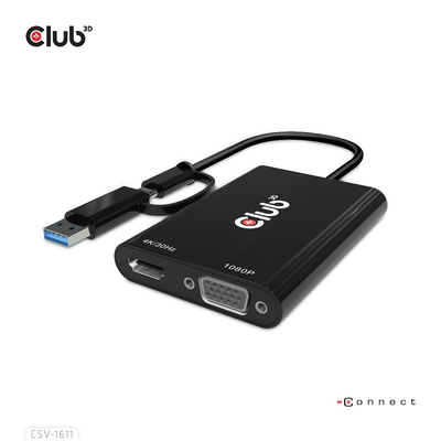 Product Αντάπτορας USB Club 3D Typ C/A > HDMI / VGA St/Bu base image