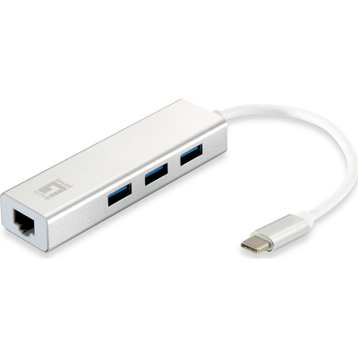 Product USB Hub LevelOne USB-C -> RJ45 10/100/1000,3xUSB3.0 0,15m si base image