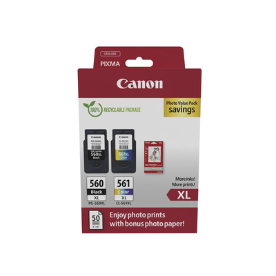Product Μελάνι Canon PG-560XL/CL-561XL - 2-pack - High Yield - Black, color (cyan, magenta, yellow) base image
