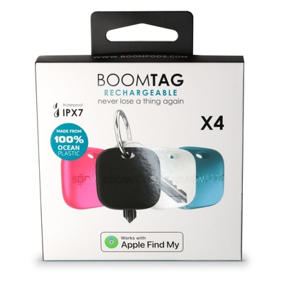 Product Tracker Boompods Boomtag Rechargeable 4 pcs. Black, Blue, White, Pink base image