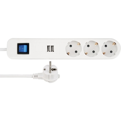Product Πολύπριζο REV CE 3-way USB and switch, 1,4m White base image