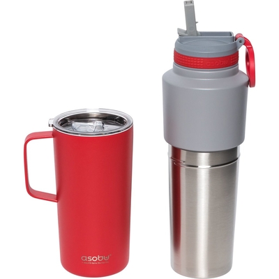 Product Θερμός Asobu Twin Pack Bottle with Mug red, 0.9 L + 0.6 L base image