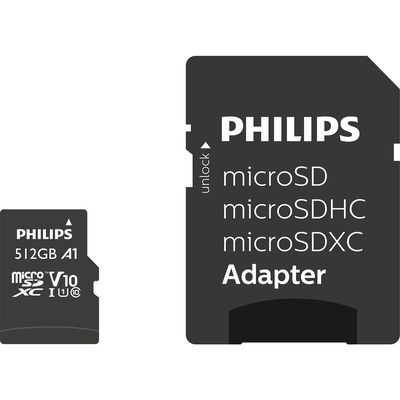 Product Κάρτα Μνήμης MicroSDXC 512GB Philips Class 10 UHS-I U1 incl. Adapter base image