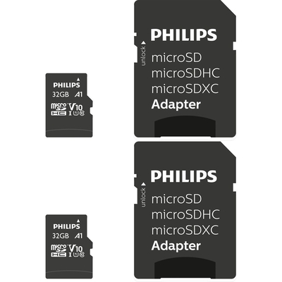 Product Κάρτα Μνήμης MicroSDHC 32GB Philips 2-Pack Class 10 UHS-I U1 incl. Adapter base image