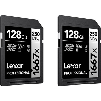 Product Κάρτα Μνήμης SDXC 128GB Lexar Professional 1667x UHS-II U3 ( 120/250 MB/s ) - 2 pack base image