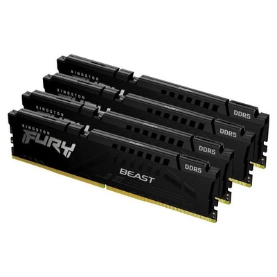 Product Μνήμη RAM Σταθερού DDR5 128GB Kingston Fury Beast Black [4x32GB 5200MHz CL40 DIMM] base image