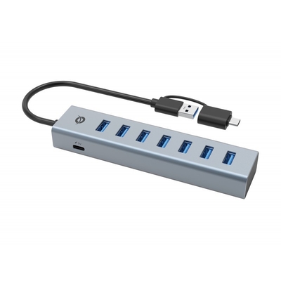 Product USB Hub Conceptronic 7-Port 3.0/C->7x3.0 +TypC 5Gbps o.Nz gr base image