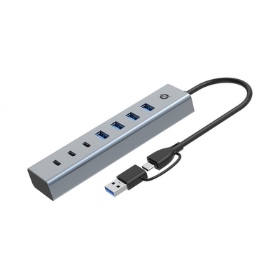 Product USB Hub Conceptronic 7-Port 3.2/C->4x3.0 3xUSB-C o.Netz. gr base image