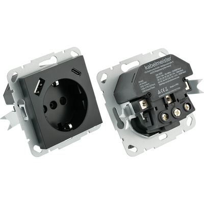 Product Πρίζα Ρεύματος Cablemeister protective contact built-in socket 1-way anthracite base image