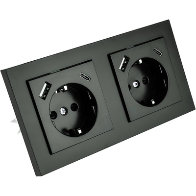 Product Πρίζα Ρεύματος Cablemeister protective contact built-in socket 2-way anthracite base image