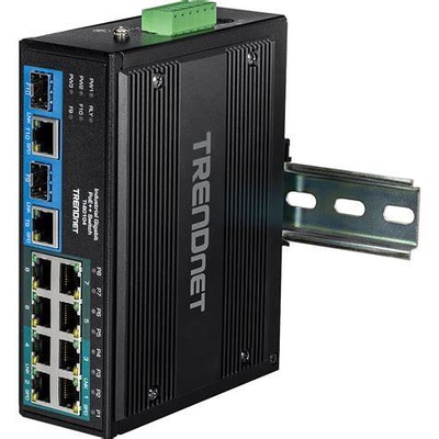 Product Network Switch Trendnet 10-Port Industrial Gigabit 400W PoE++ DIN-Rail Swit base image