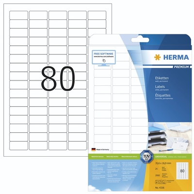 Product Αυτοκόλλητες Ετικέτες Herma 35,6x16,9 25 DIN A4 2000 pcs. 4336 base image
