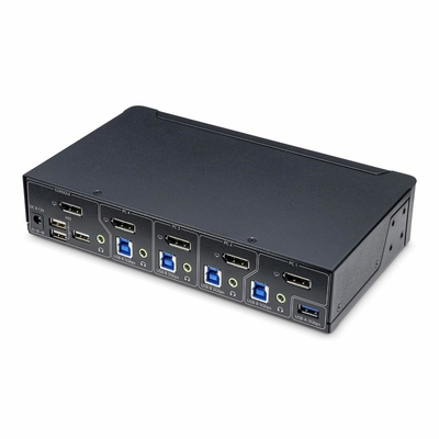 Product KVM Switch StarTech 4-Port DisplayPort 4K 60Hz, TAA Compliant - / audio / USB - 4 ports  base image